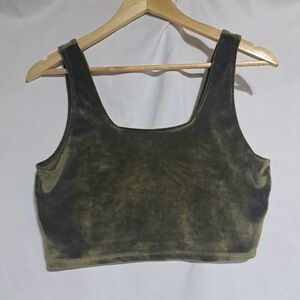 Double‎ Zero Womens Large Green Velour Crop Tank